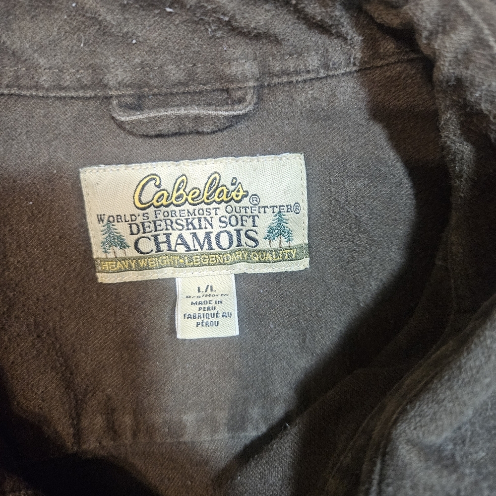 Cabela’s Deerskin Soft Chamois Shirt Men’s L Brown - Picture 3 of 6